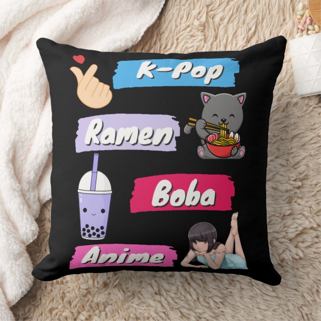 Coussin Ventilateur de culture K-Pop, Ramen, Boba et Anime (Couverture)