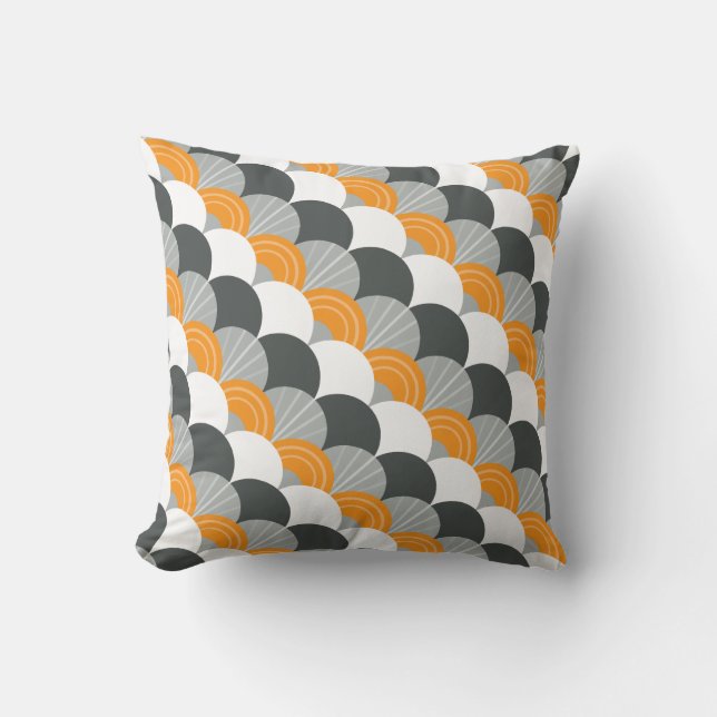 Coussin ventilateur de pétoncle MODERNE motif fusain gris  (Recto)
