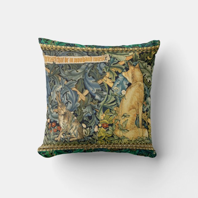 COUSSIN VERDURE, ANIMAUX FORESTIERS, FOX ET LIVRE, FLORAL  (Recto)