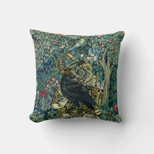 COUSSIN VERDURE, ANIMAUX FORESTIERS, RAVÉS EN FLORAL VERT