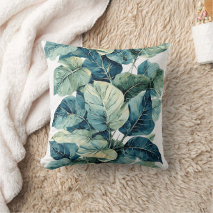 Coussin Verdure Aquarelle Feuilles botaniques
