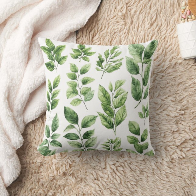 Coussin Verdure Aquarelle Feuilles botaniques (Couverture)