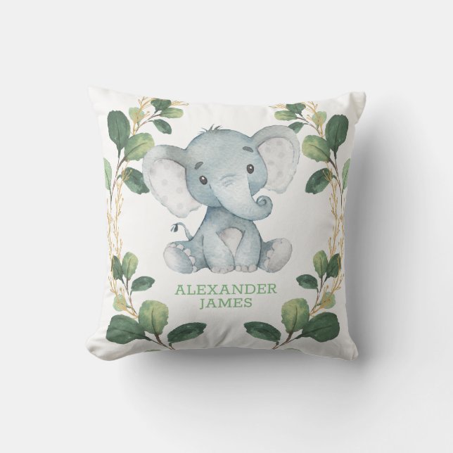 Coussin Verdure des éléphants neutres Gold Wild Jungle Nur (Recto)