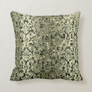 Coussin Verdure royale de vert de menthe de noir d'or de