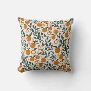 Coussin Verger espagnol - motif d'oranges et feuille