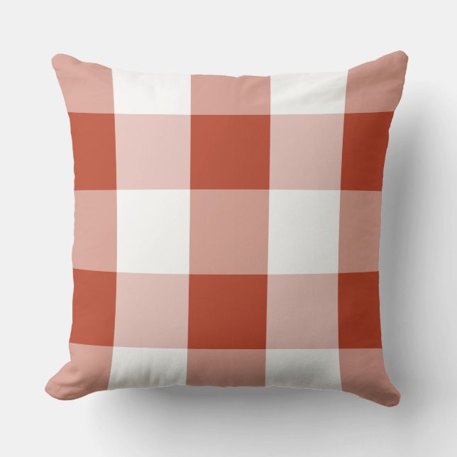 Coussin Vérification de bison rouge et blanc (Recto)