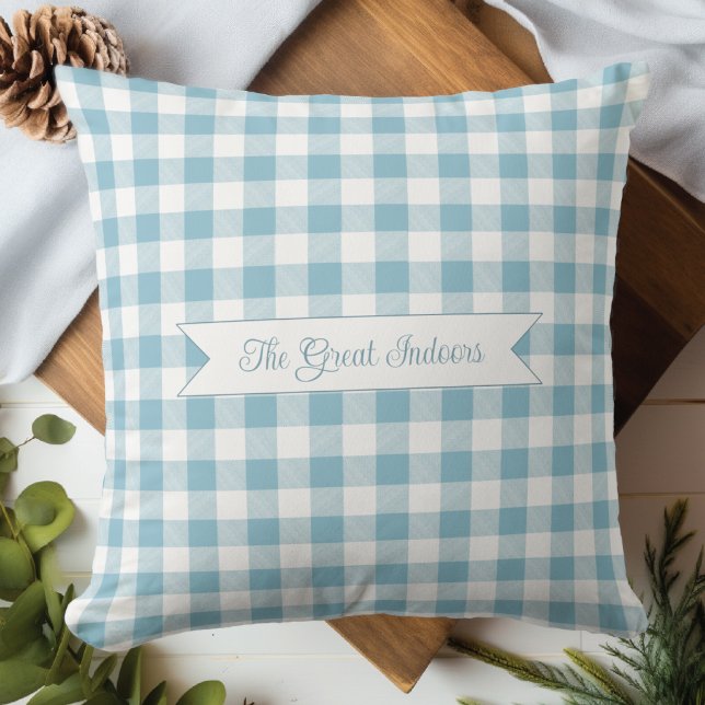 Coussin Vérification de buffle bleu décoratif (Créateur téléchargé)