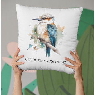 Coussin Véritable Kookaburra bleu personnalisé