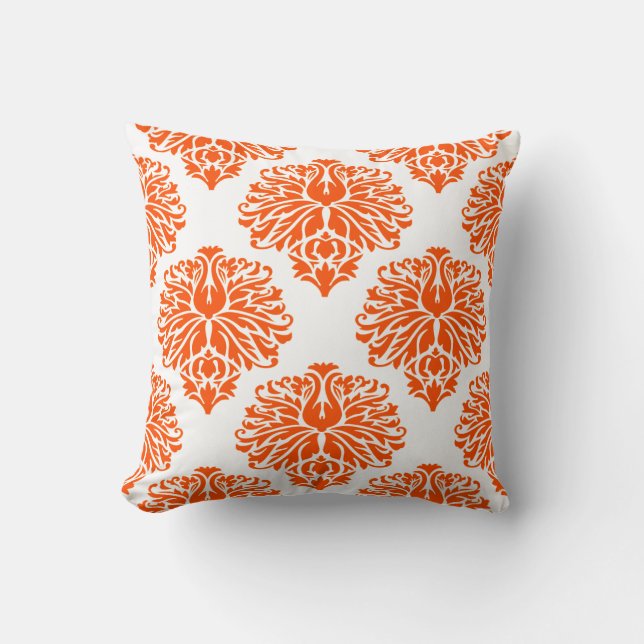 Coussin Vermillion Elegant Damask (Recto)