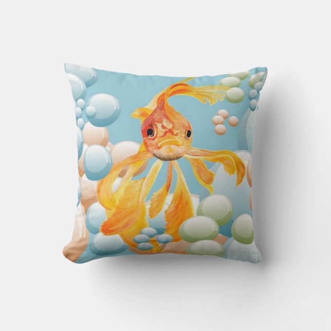 Coussin Vermillion Oiseaux Dans L'Eau Bubble Pastel (Recto)