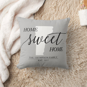 Coussin Vermont Home Sweet Home État Nom de famille