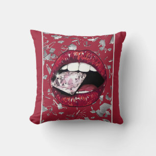 Coussin Verre et diamants brisés rouges Lancer l'oreiller
