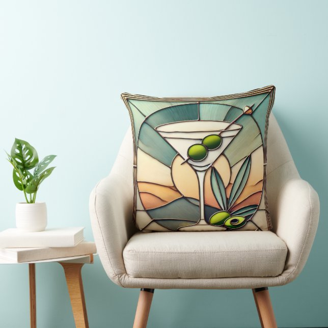Coussin Verre teinté du milieu du siècle 2 Martini olive (Chaise)