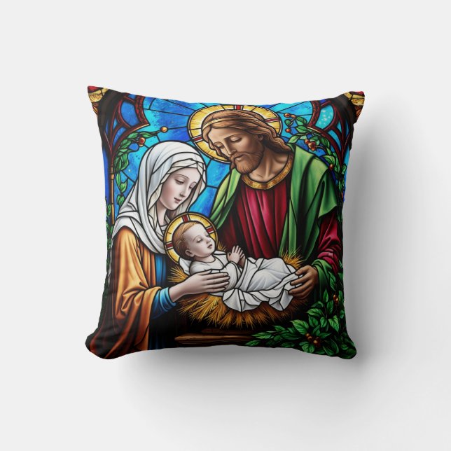 Coussin Verre vitrail de famille Holly (Recto)