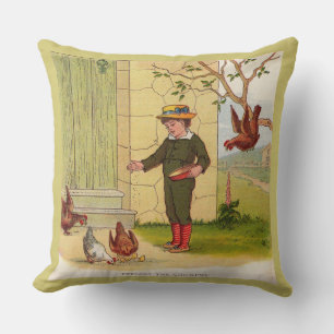 Coussin vers 1900 Alimenter les poulets