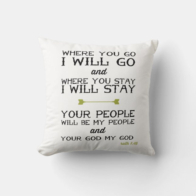 Coussin Vers inspiré de bible du 1:16 % pipe% de Ruth (Recto)