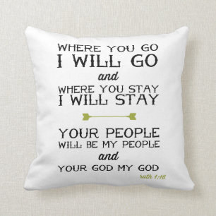 Coussin Vers inspiré de bible du 1:16 % pipe% de Ruth