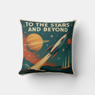 Coussin "Vers Les Étoiles Et Au-Delà" Voyage Vintage Dans