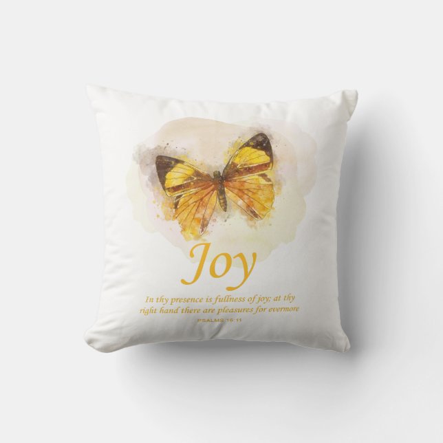 Coussin Verse de la Bible du papillon chrétien féminin : J (Recto)