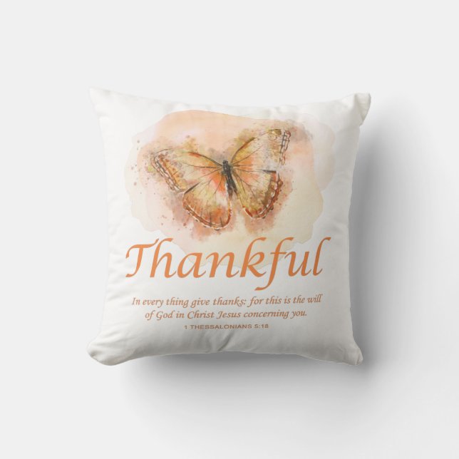 Coussin Verse de la Bible du papillon chrétien féminin : M (Recto)