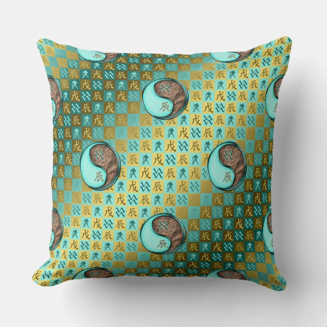 Coussin Verseau & Dragon de Terre (Recto)