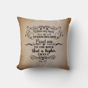 Coussin Verset de la Bible chrétienne Cœur submergé Brun