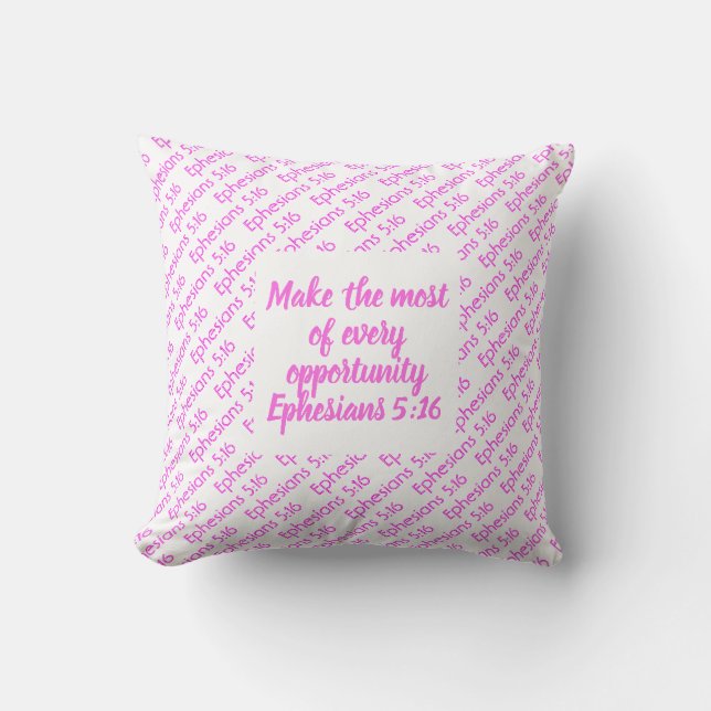 Coussin Verset de la Bible Chrétienne Moderne Rose Personn (Recto)