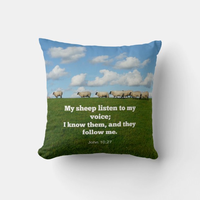 Coussin verset de la Bible, Jean 10:27, (Recto)
