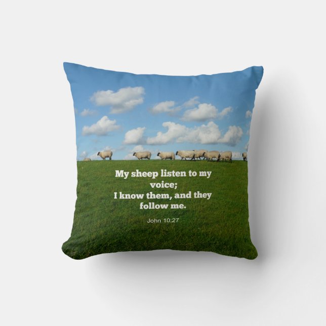 Coussin verset de la Bible, Jean 10:27, Mon mouton... (Recto)