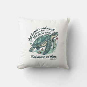 Coussin Verset de la Bible Tortue de Mer Dessin de Gravure