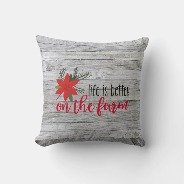 Coussin Verset De La Ferme De Noël Sur La Grange Rustique  (Recto)