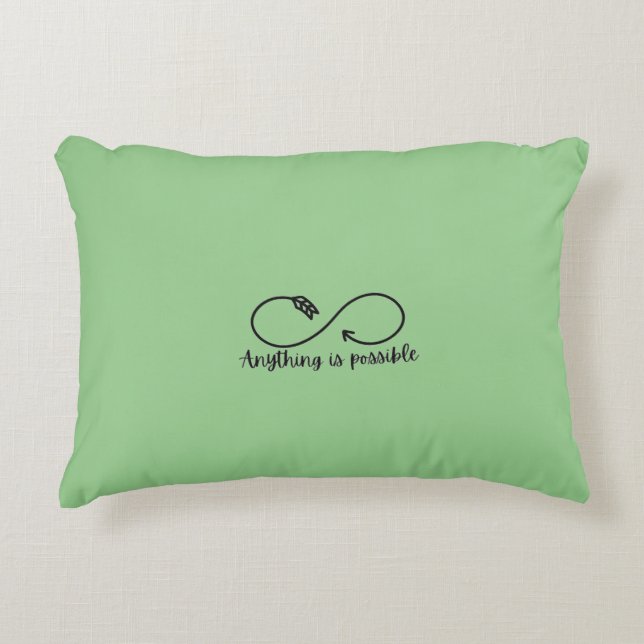 Coussin vert avec accent avec message positif (Devant)