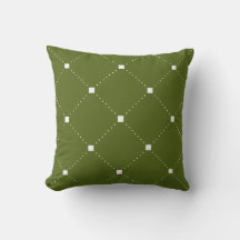 Coussin vert avec Motif géométrique blanc