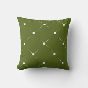 Coussin vert avec Motif géométrique blanc