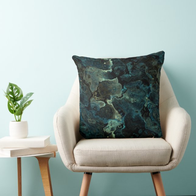 Coussin Vert bleu et Abstrait noir (Chaise)