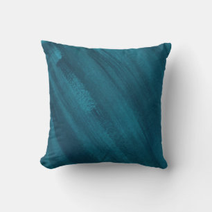 Coussin Vert-bleu turquoise foncé d'art abstrait balayé