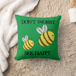 Coussin Vert brillant avec deux petites abeilles mignonnes