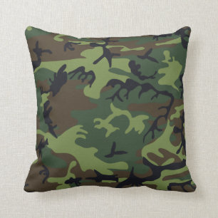 Coussin Vert, brun, camouflage noir de Camo