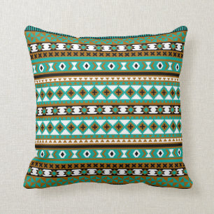 Coussin Vert couvrant tribal et brun de motif