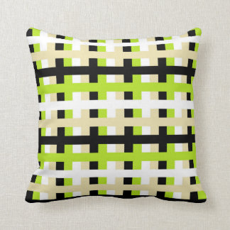Coussin Vert de chaux abstrait, blanc, beige et noir