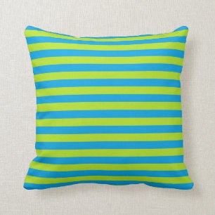 Coussin Vert de chaux et rayures de turquoise