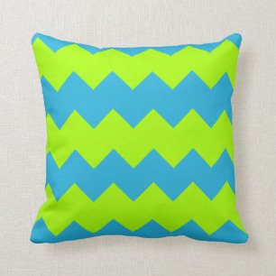 Coussin Vert de chaux, zigzag d'Aqua
