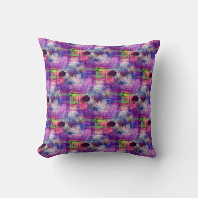 Coussin Vert de conception, aquarelle pourpre de texture (Recto)