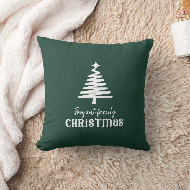 Coussin Vert de Noël familial personnalisé (Couverture)