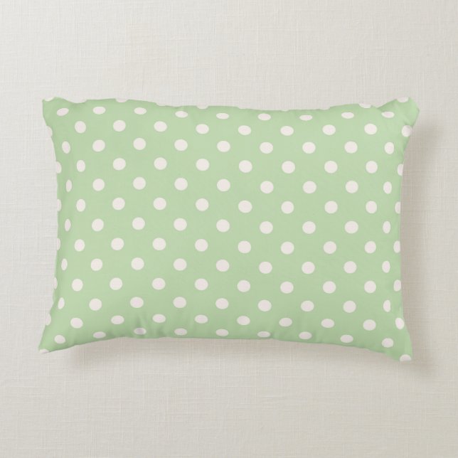 Coussin vert en bon état de point de polka (Dos)