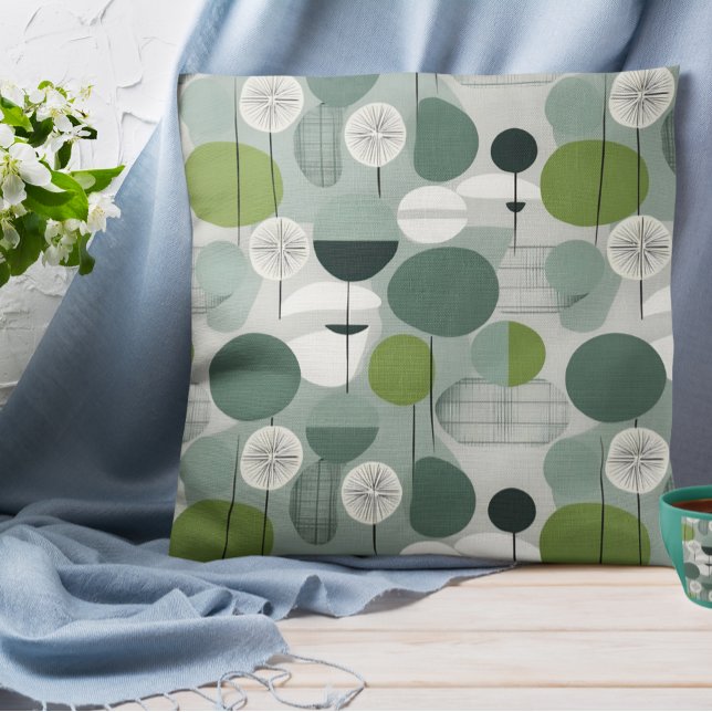 Coussin Vert et gris Moderne du milieu du siècle (Créateur téléchargé)