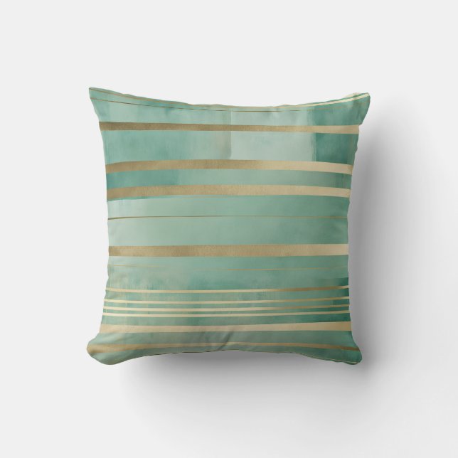 Coussin Vert et or Abstrait #1 (Recto)