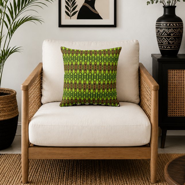 Coussin Vert et orange géométrique vibrant (Créateur téléchargé)