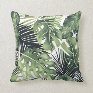 Coussin Vert Feuille Botanique Tropical Plante Été Chic