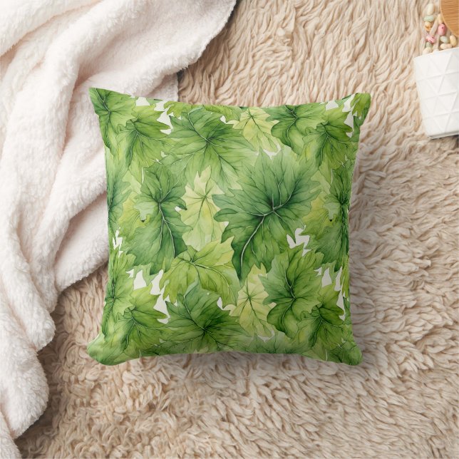 Coussin Vert Feuille Unique Élégant Vert Moderne (Couverture)